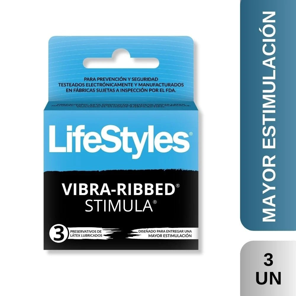 PRESERV LIFESTYLES VIBRA RIBBED STIMULA X 3 (DM)