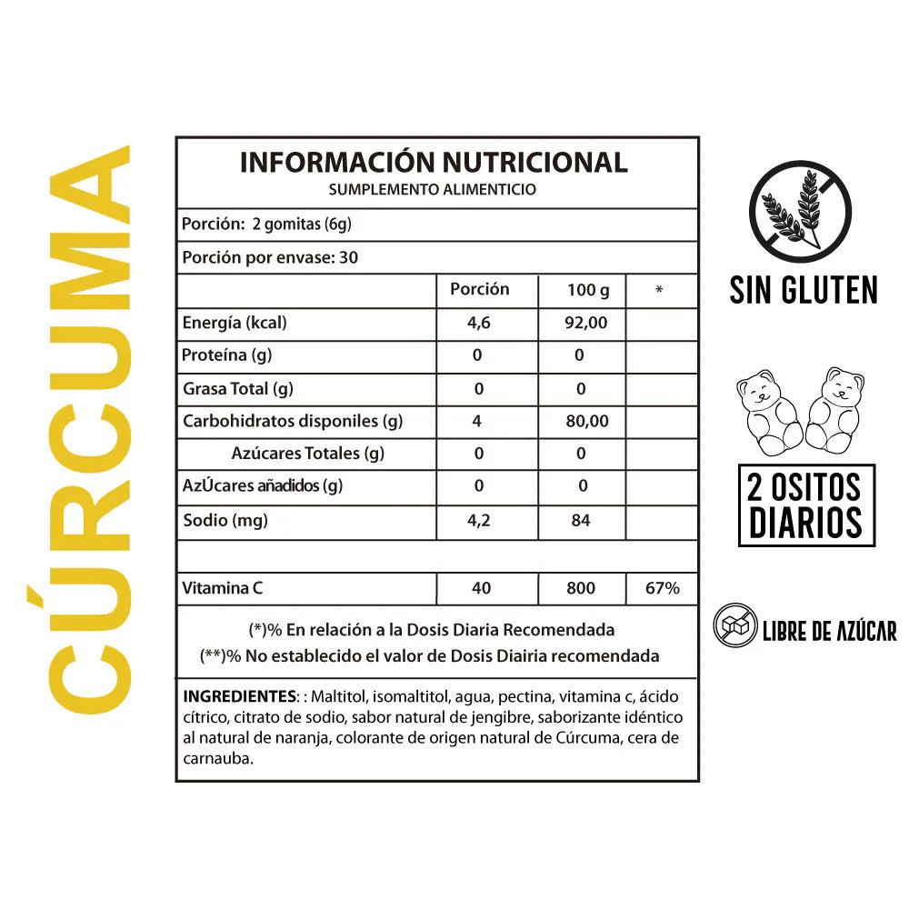 CURCUMA + Vitamina C 60 gomitas - PERFECT BEAR