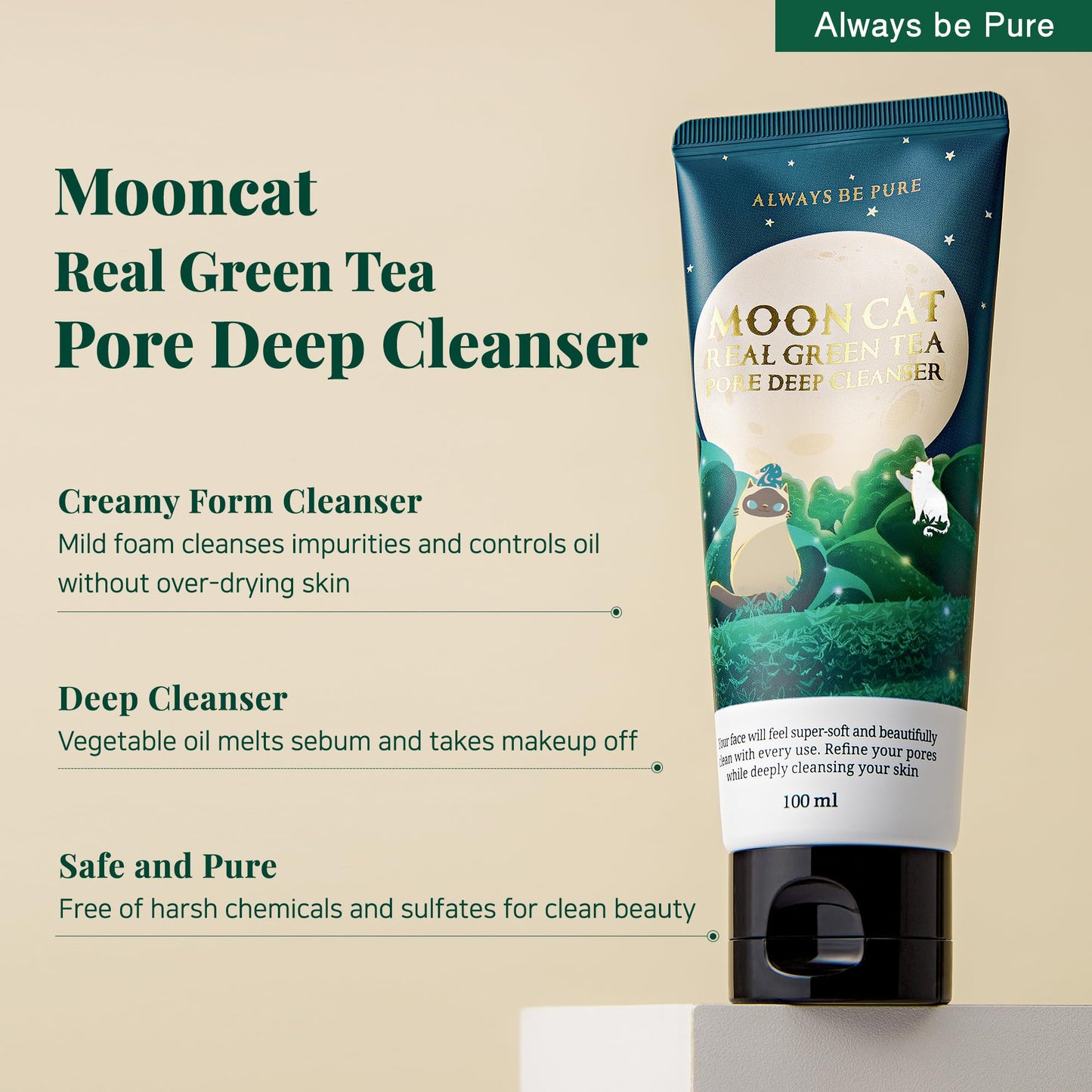 MOONCAT REAL GREEN TEA PORE DEEP CLEANSER - ALWAYS BE PURE