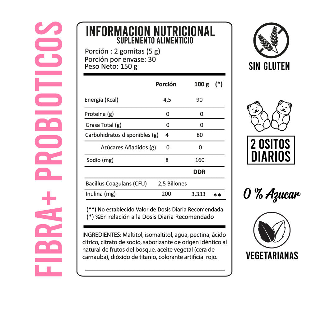 FIBRA + PROBIOTICO (60 GOMITAS/VEGANAS/0% AZUCAR) - PERFECT BEAR