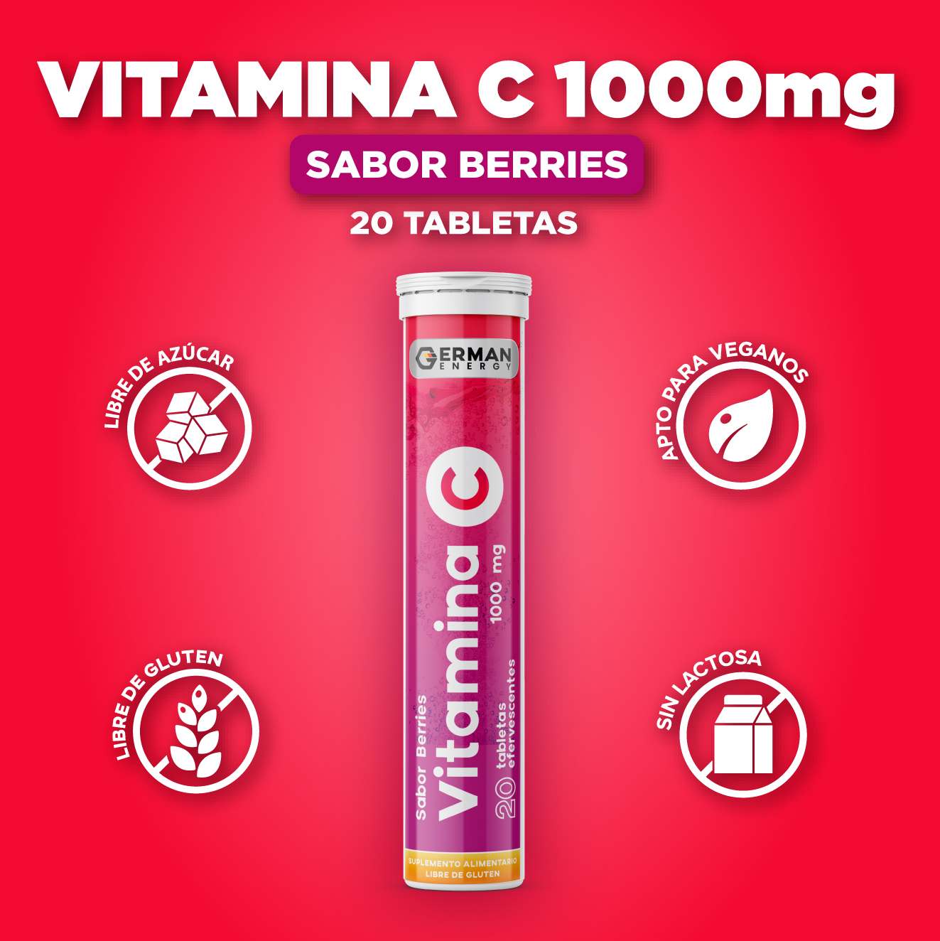 VITAMINA C TAB EFE 1000 MG BERRIES X 20 UND - GERMAN ENERGY