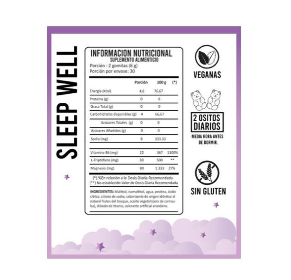 SLEEP WELL (60 GOMITAS/VEGANAS/0% AZUCAR) - PERFECT BEAR