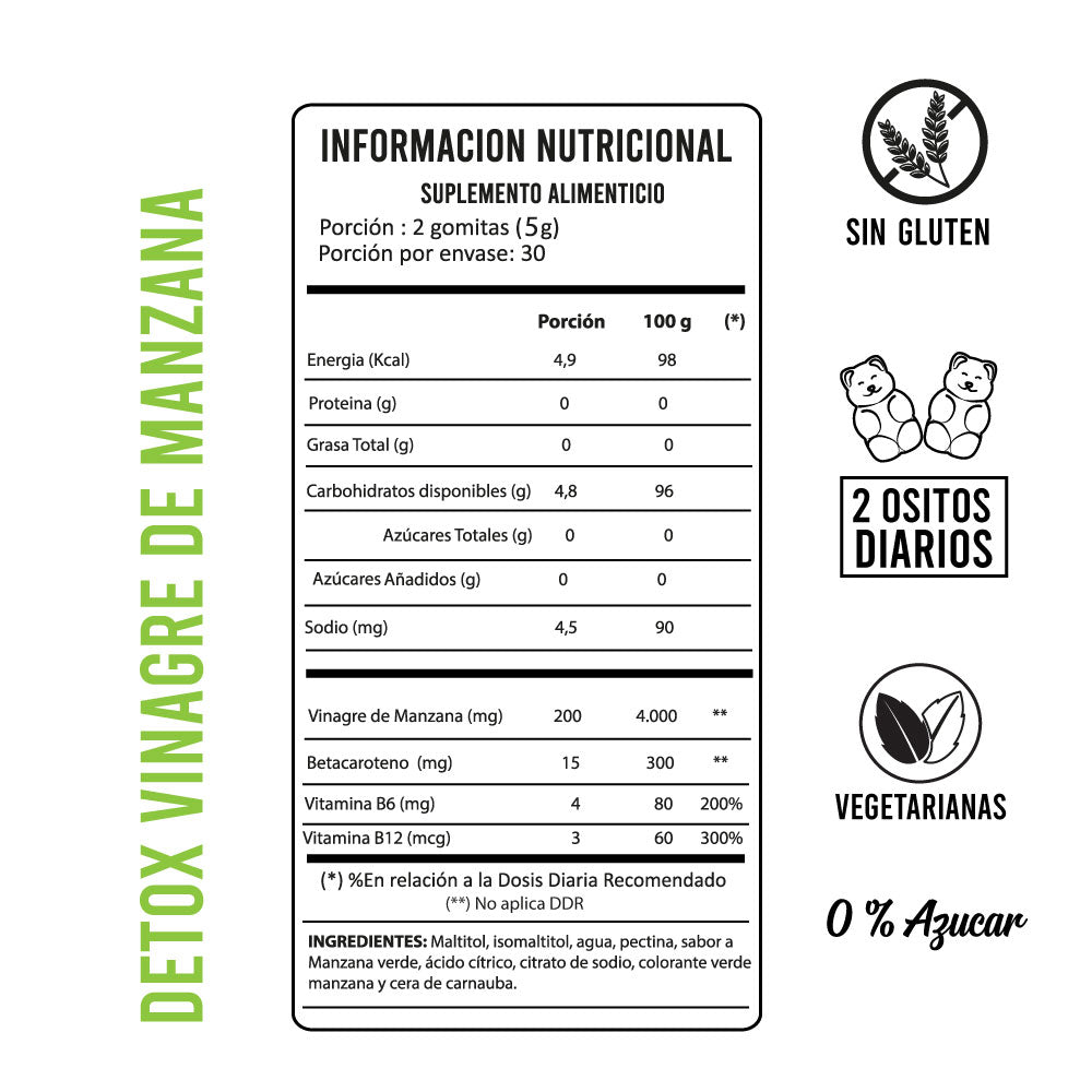 VINAGRE DE MANZANA DETOX GOMITAS X 60 UND - PERFECT BEAR
