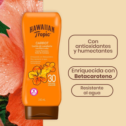 HAWAIIAN TROPIC FPS 30 CARROT LOCION PROTECTORA SOLAR DE ZANAHORIA.240ML