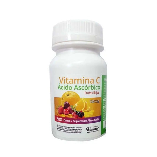 VITAMINA C 100 MG X 200 COM FRUTOS ROJOS VALMA
