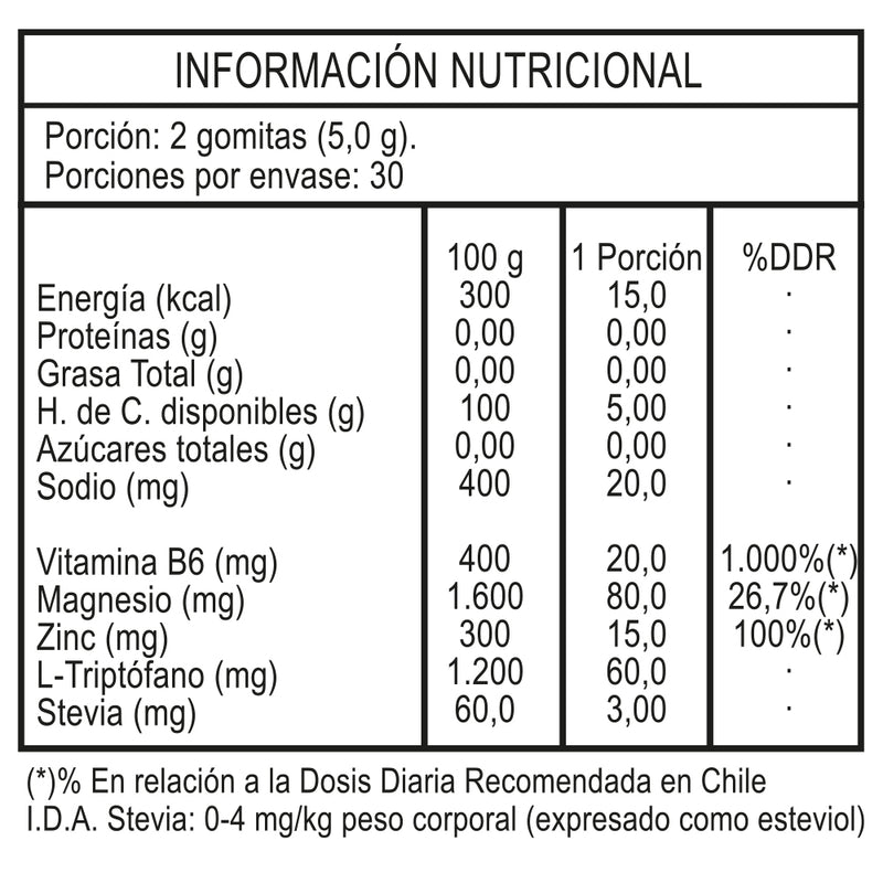 L-TRIPTOFANO + CITRATO DE MAGNESIO + COMPLEJO B GUMMIES X 60 UND - NUTRAZUL