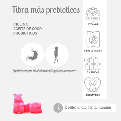 FIBRA + PROBIOTICO (60 GOMITAS/VEGANAS/0% AZUCAR) -  PERFECT BEAR