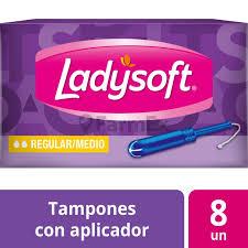 LADYSOFT TAMPONES REGULAR/MEDIO FLUJO LEVE A MODERADO CON APLICADOR X8