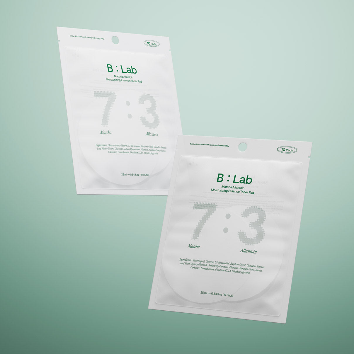 7:3 MATCHA ALLANTOIN MOISTURIZING ESSENCE TONER PAD 10 EA - B: LAB
