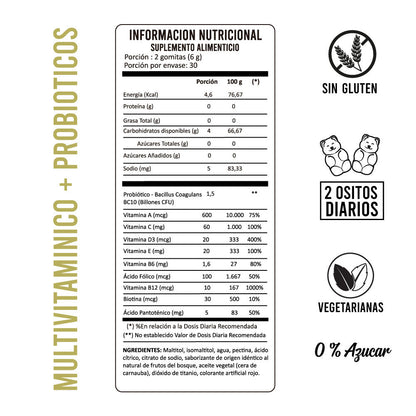 MULTIVITAMÍNICO + PROBIÓTICOS GOMITAS X 60 UND -  PERFECT BEAR