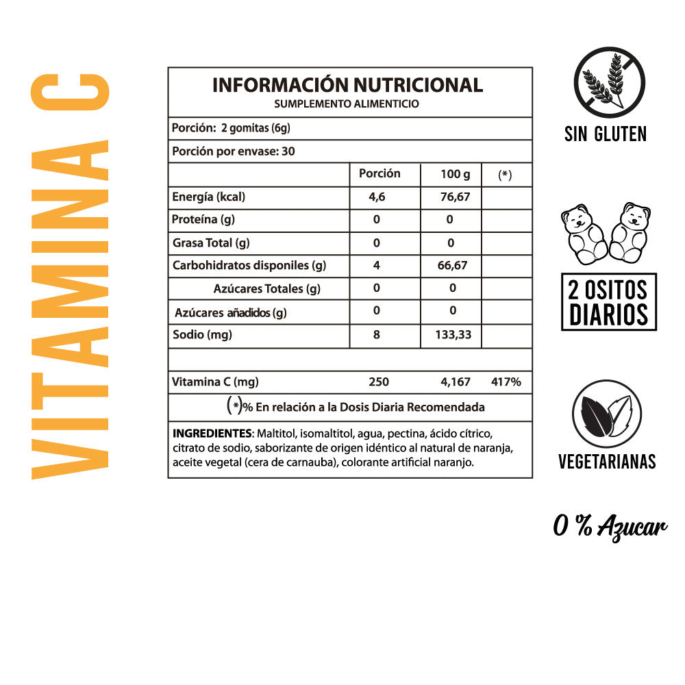 VITAMINA C (60 GOMITAS/VEGANAS/0% AZUCAR) -  PERFECT BEAR