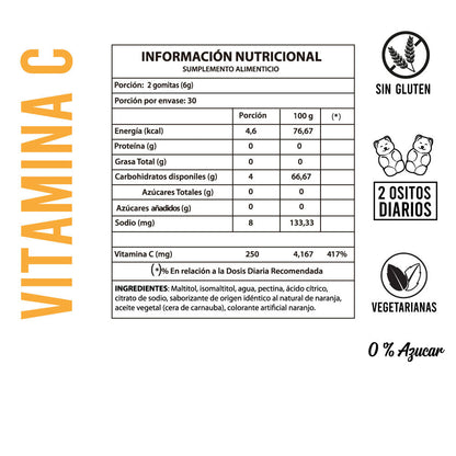 VITAMINA C (60 GOMITAS/VEGANAS/0% AZUCAR) -  PERFECT BEAR