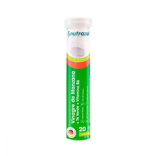 VINAGRE DE MANZANA + TE VERDE + VITAMINA B6 TAB EFE SABO MANZANA X 20 UND - NUTRAZUL